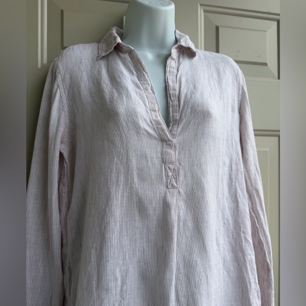 GAP 100% Linen Striped Long Sleeve Tunic Shirt – Size S - Picture 2 of 6
